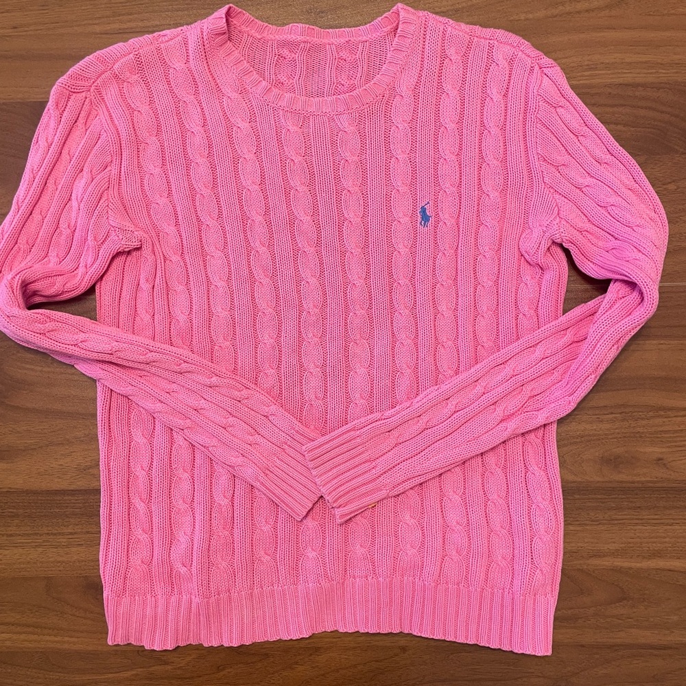 Ralph Lauren Vibrant Pink Cable Knit Sweater